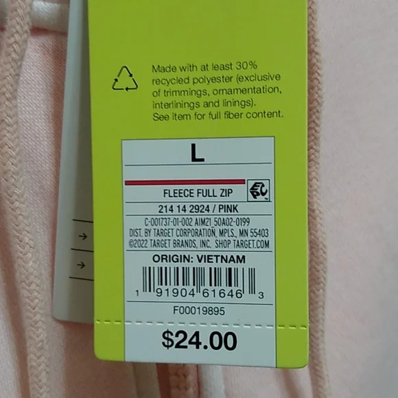 NWT Women's Fleece Full Zip Hooded Sweatshirt - all in Motion - L - Picture 4 of 7